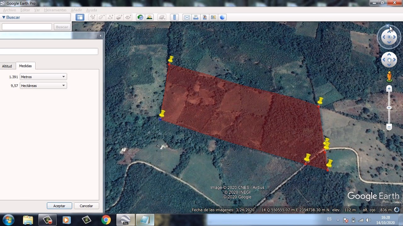 ¿Cómo puedo medir un área con Google Earth?