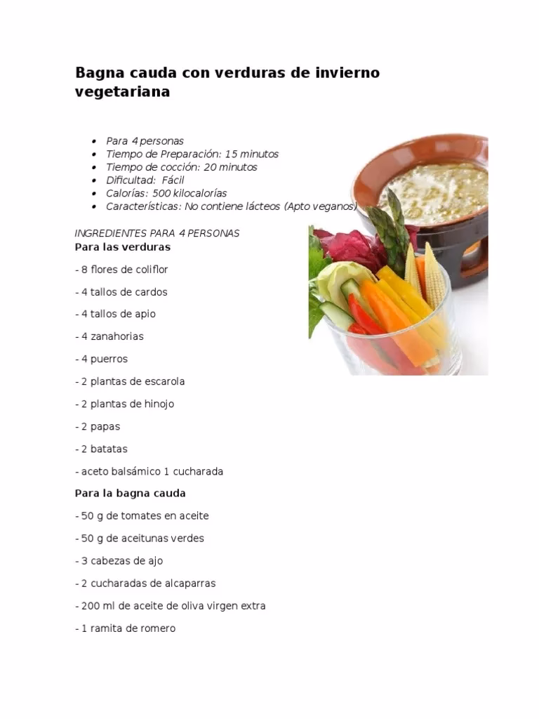 ¿Cuáles son los ingredientes de la bagna cauda?