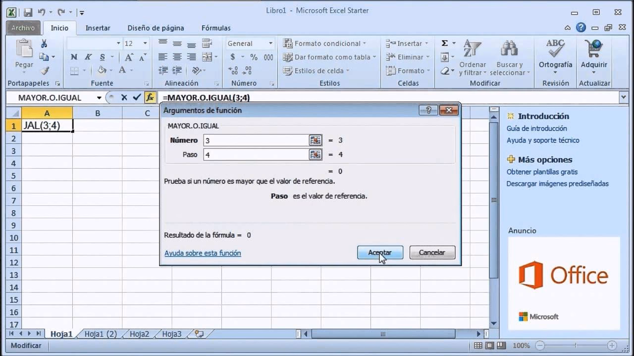 ¿Cuál es la fórmula de Excel para mayor o igual que?