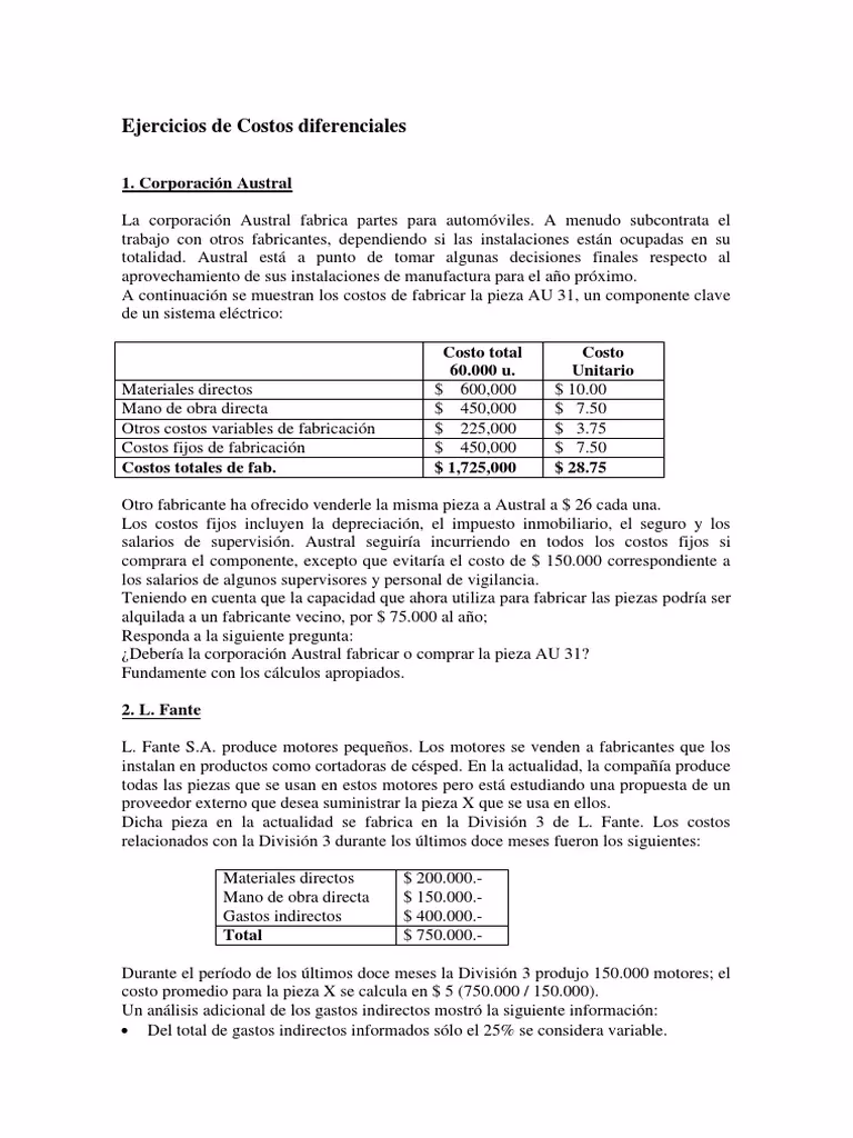 ¿Cuáles son los costos diferenciales?