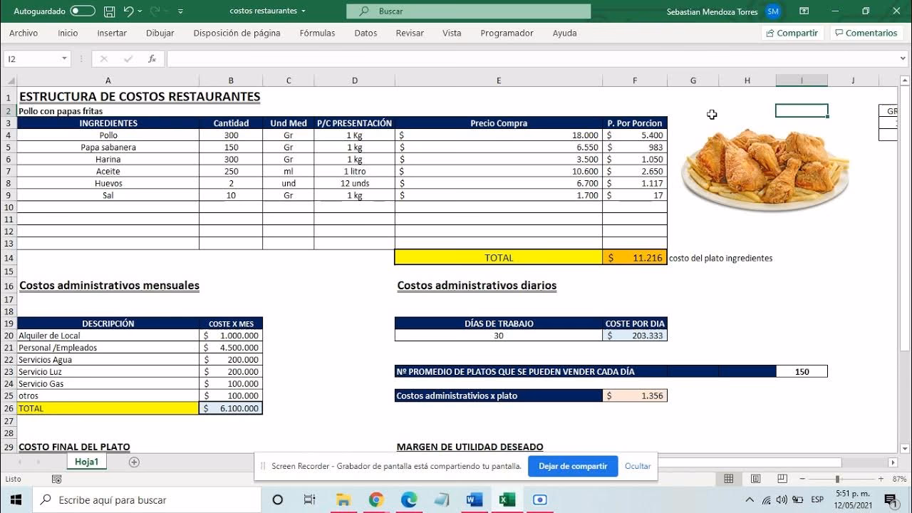 ¿Cómo hacer un costeo de recetas?