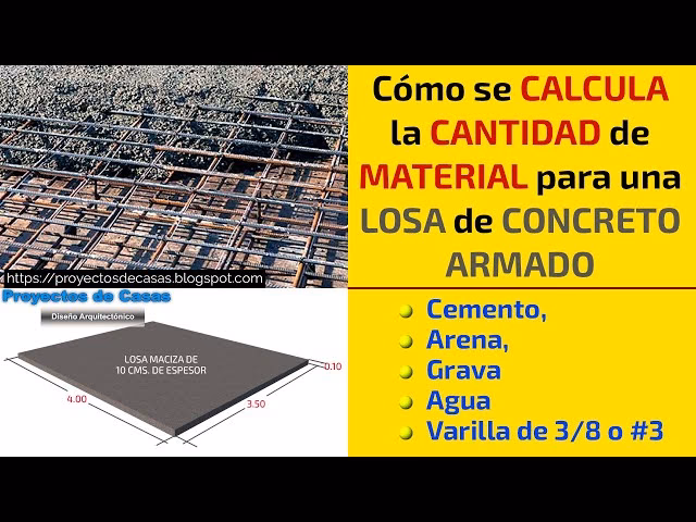 ¿Cuánto material se necesita para un metro de losa?