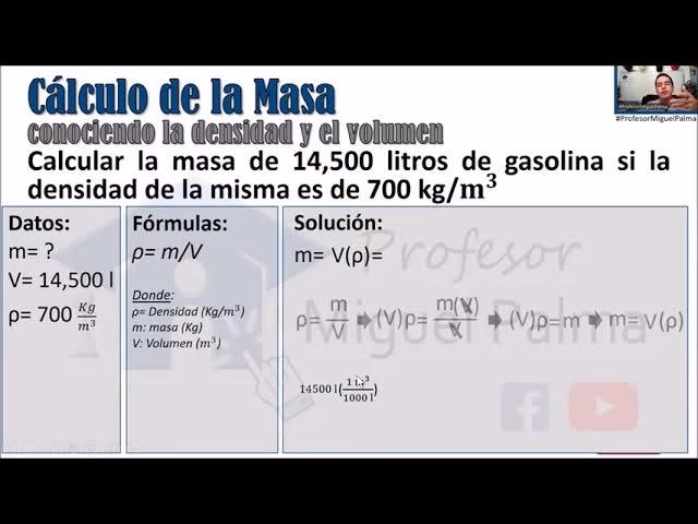 ¿Cómo se calcula la densidad del combustible?