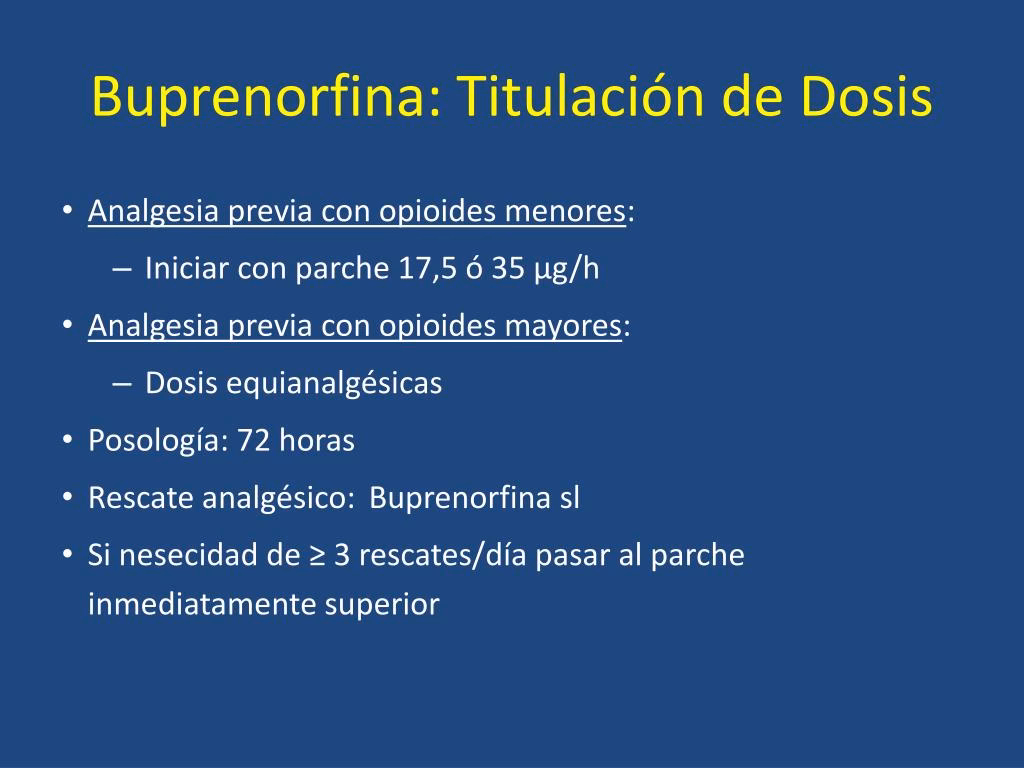 ¿Cuál es la dosis de buprenorfina inyectable de 0,3 mg?