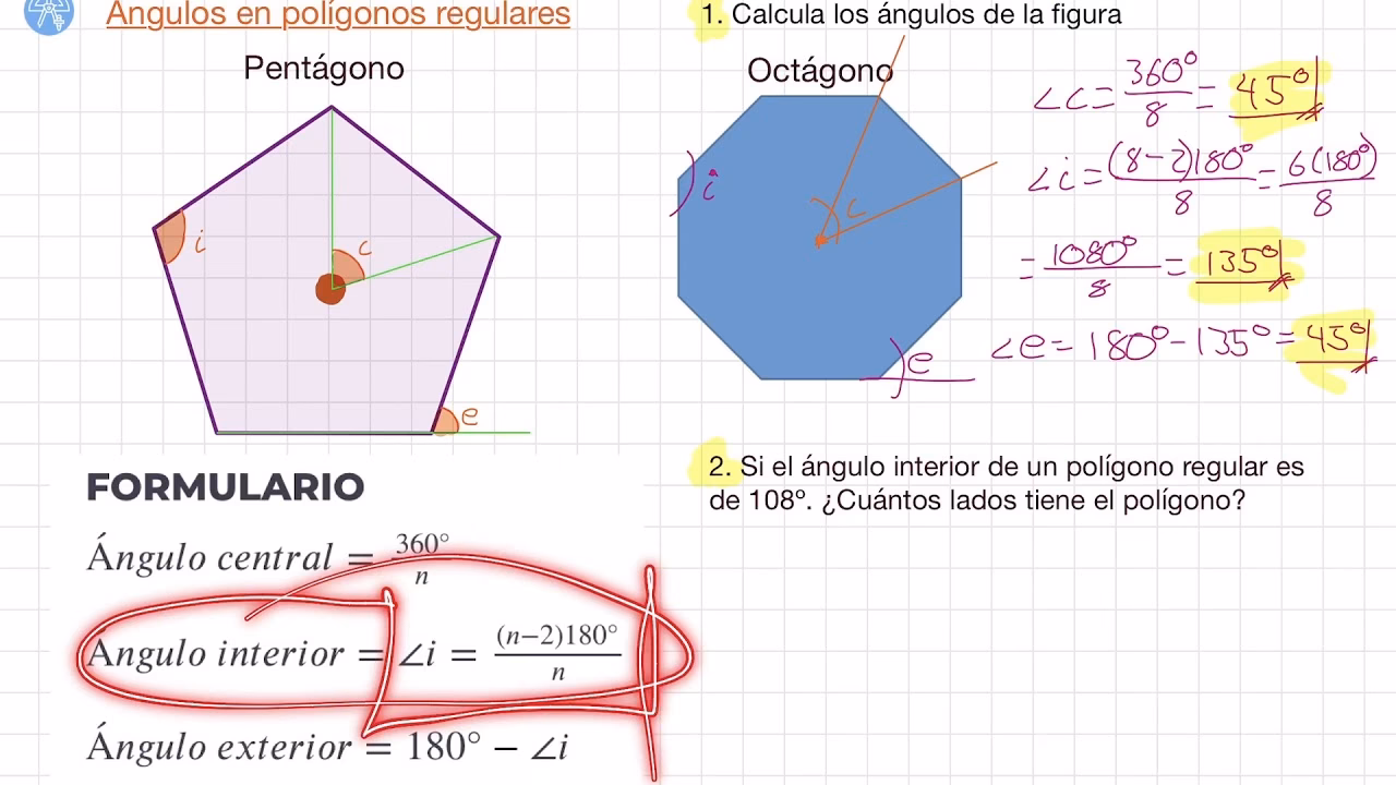 ¿Cómo se calcula la medida de un ángulo central en un polígono regular?
