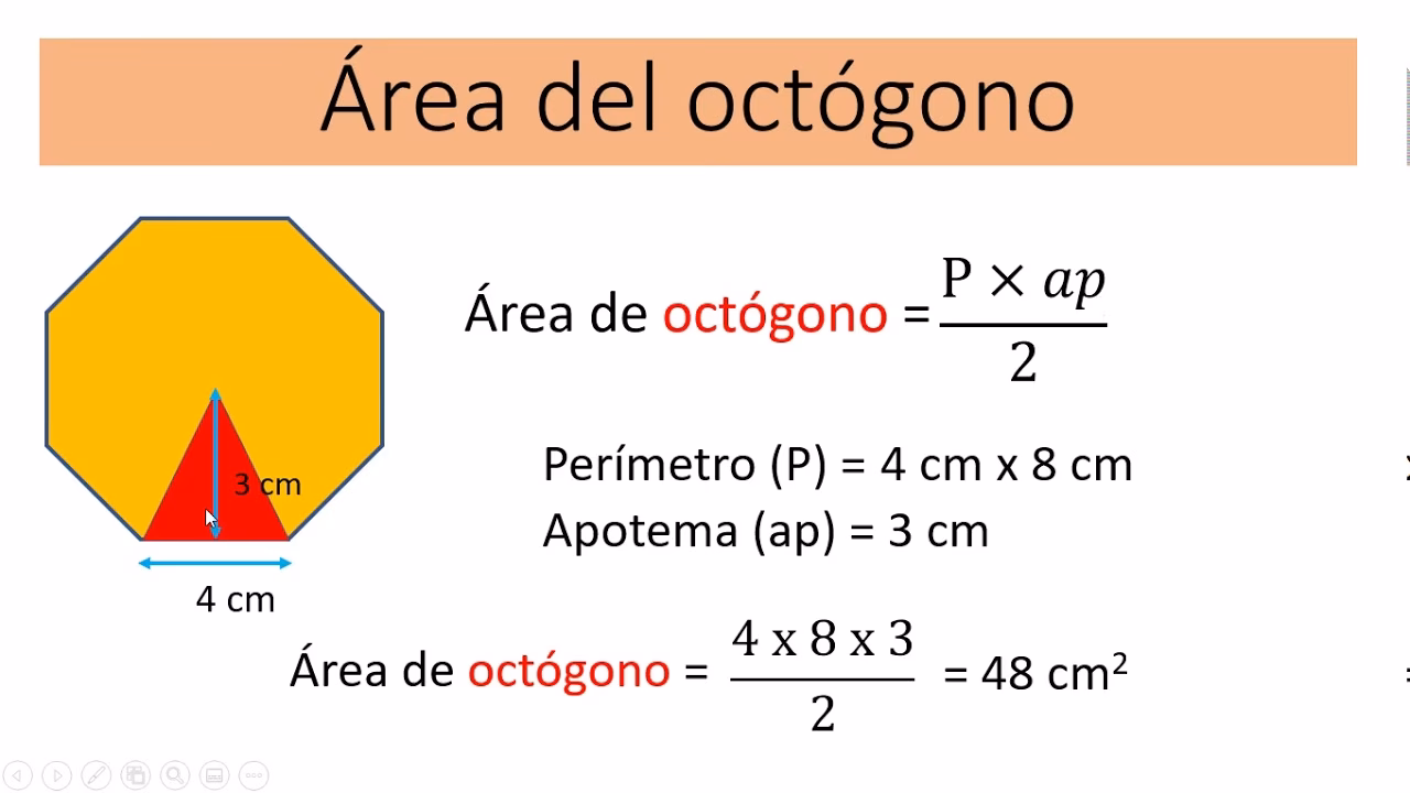 ¿Cómo se calcula el área de un octógono?