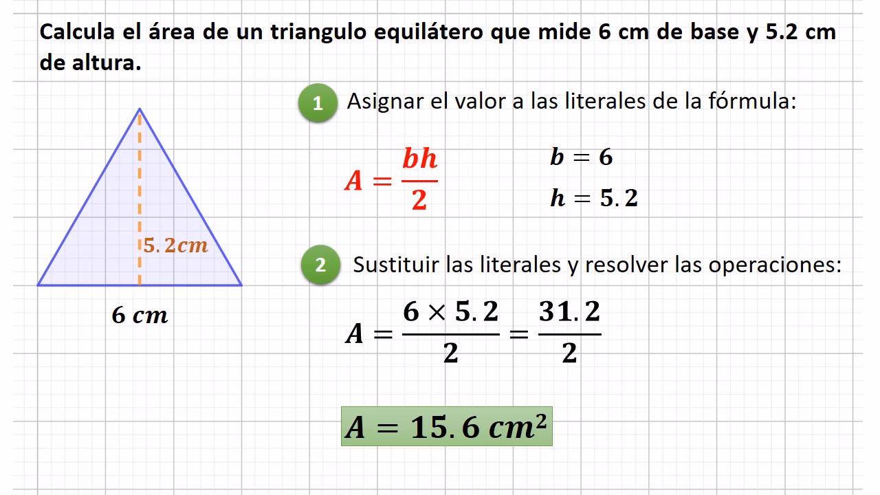 ¿Cómo se saca el área de un triángulo equilátero de 4 cm?