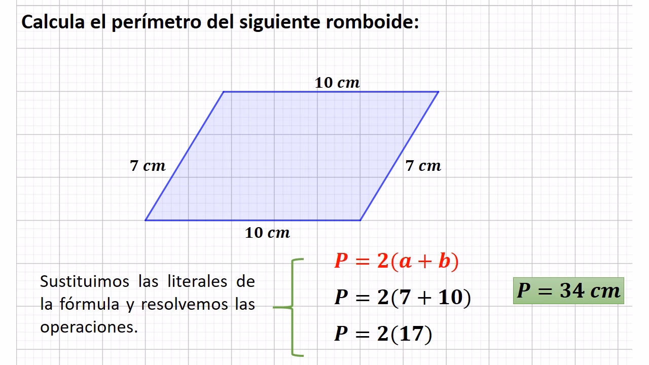 ¿Cómo se calcula el perímetro de un romboide?