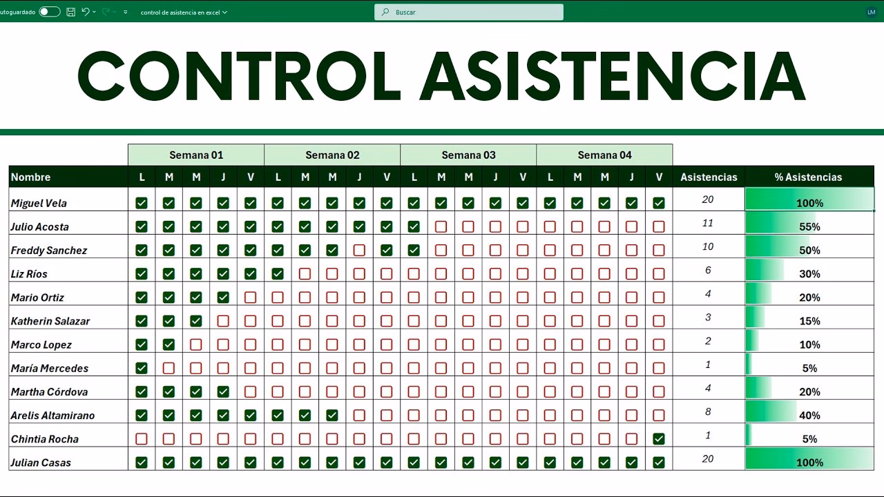¿Cómo sacar el de asistencia en Excel?