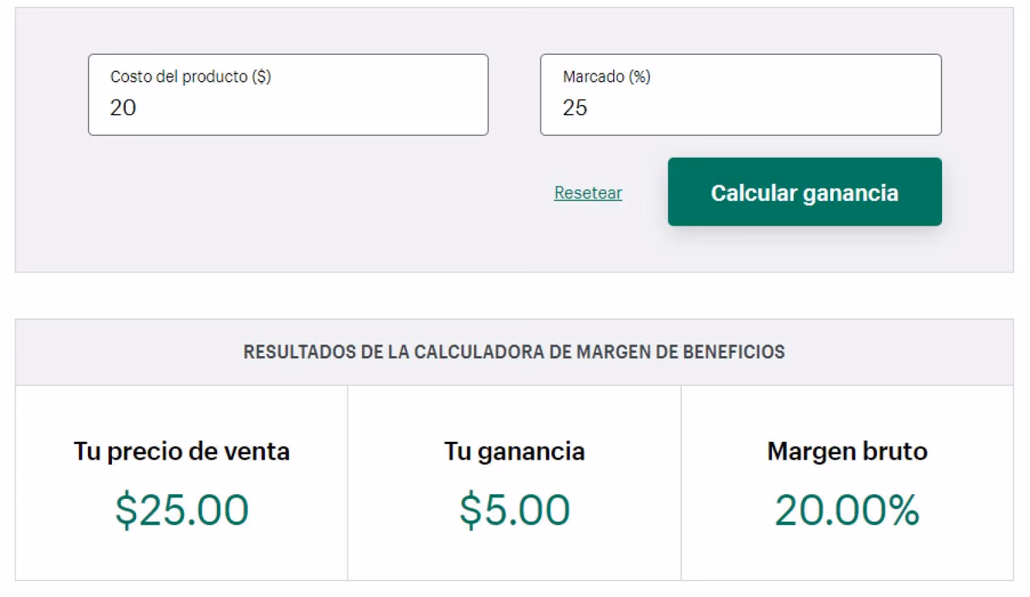 ¿Cuál es la fórmula para sacar el precio de venta?