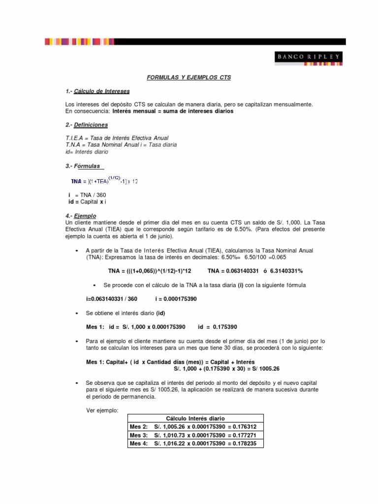 ¿Cómo calculo mi CTS ejemplo?