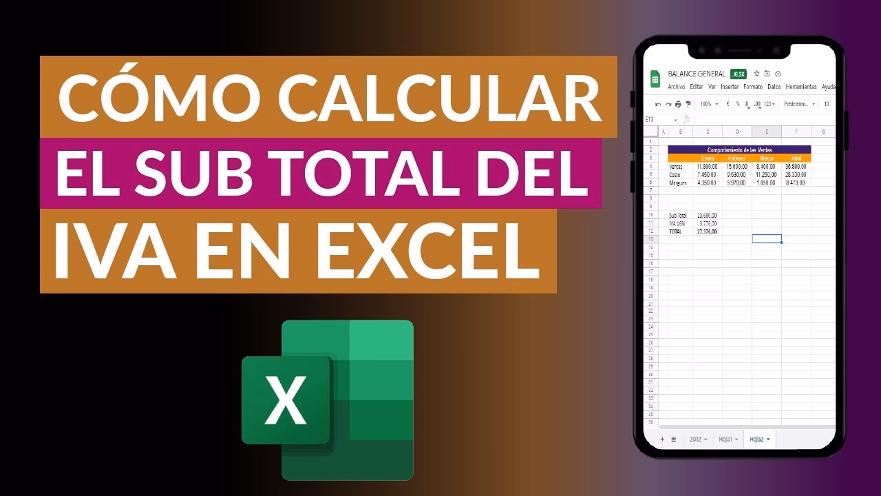 ¿Cómo sacar subtotal, IGV y total en Excel?