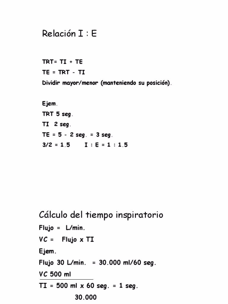 ¿Cómo se calcula el tiempo inspiratorio en ventilación mecánica?