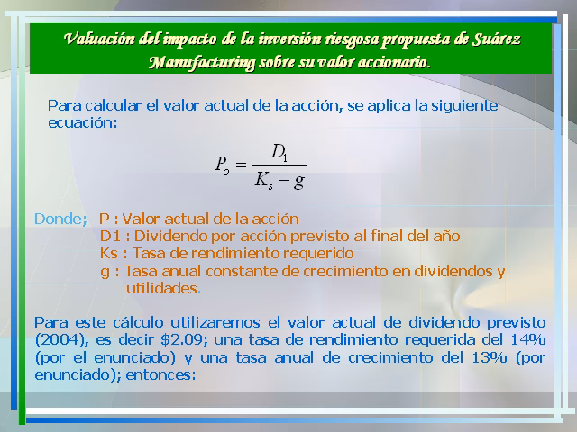¿Cuál es la fórmula para calcular el precio de una acción?