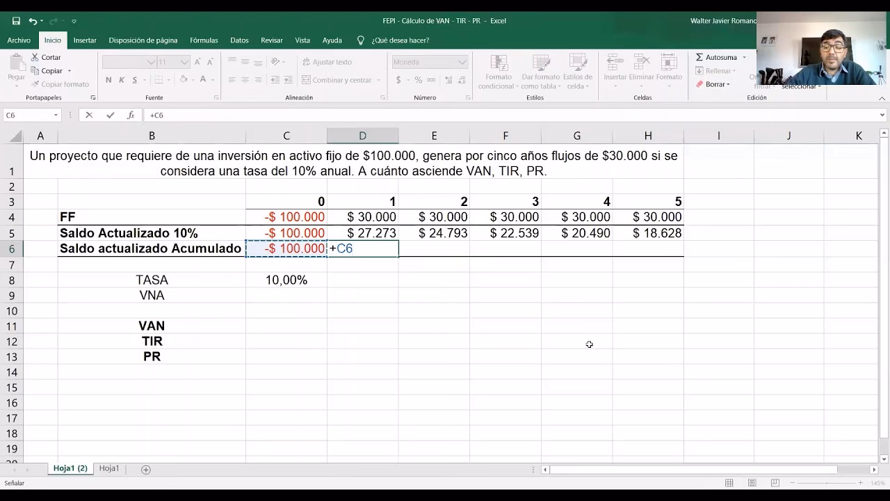 ¿Cuál es la fórmula del VAN en Excel?