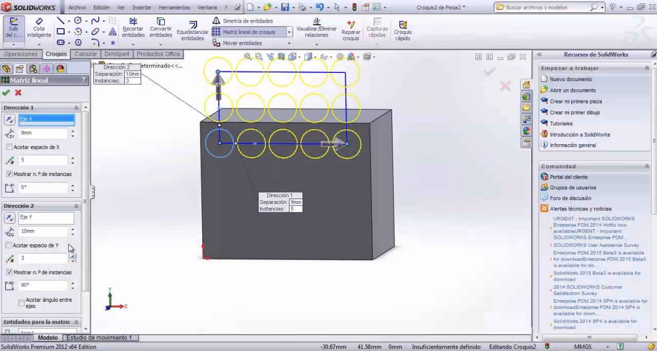¿Cómo definir una matriz en SolidWorks?