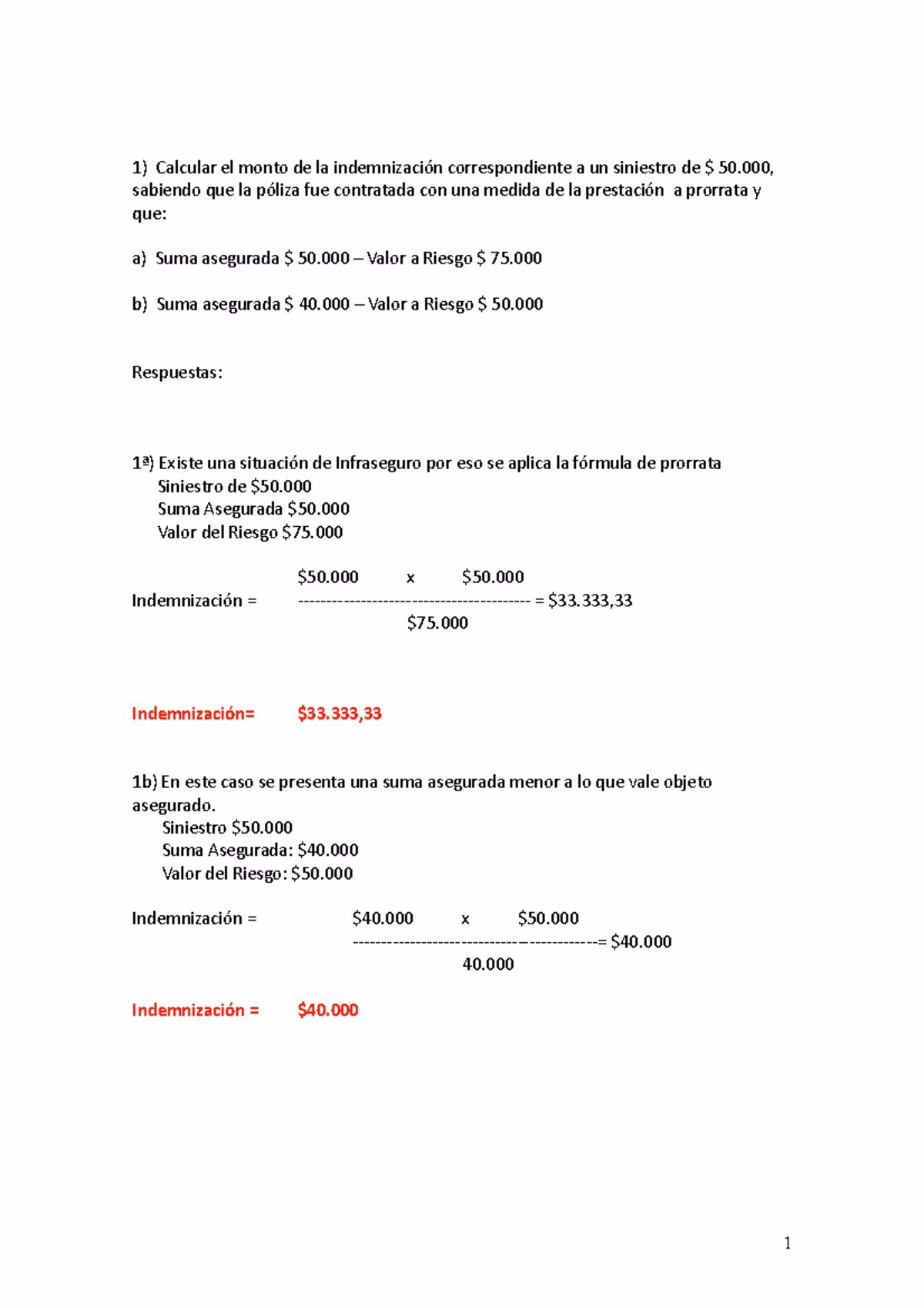 ¿Cuál es la medida de la prestación en un seguro a primer riesgo absoluto?