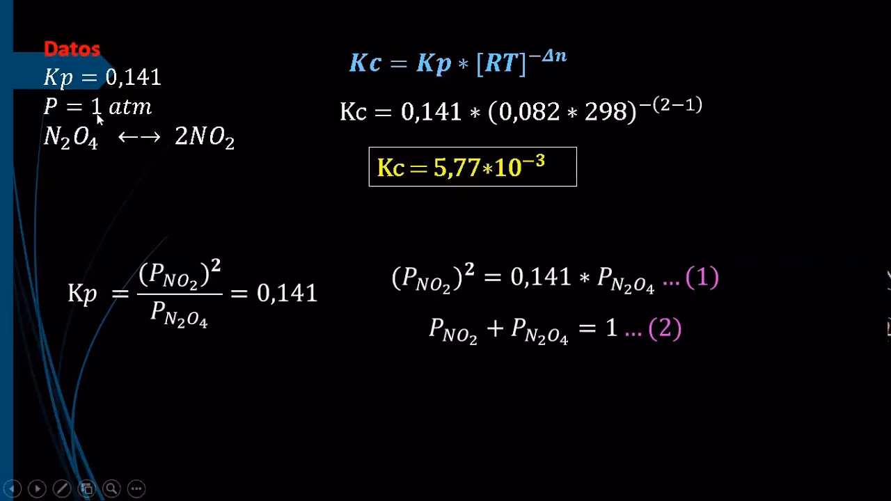 ¿Cómo se calcula KP en química?
