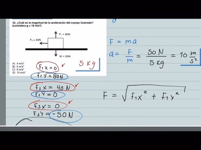 ¿Cuál es la aceleración de un cuerpo de 70 kg que tiene una fuerza resultante de 123 N?
