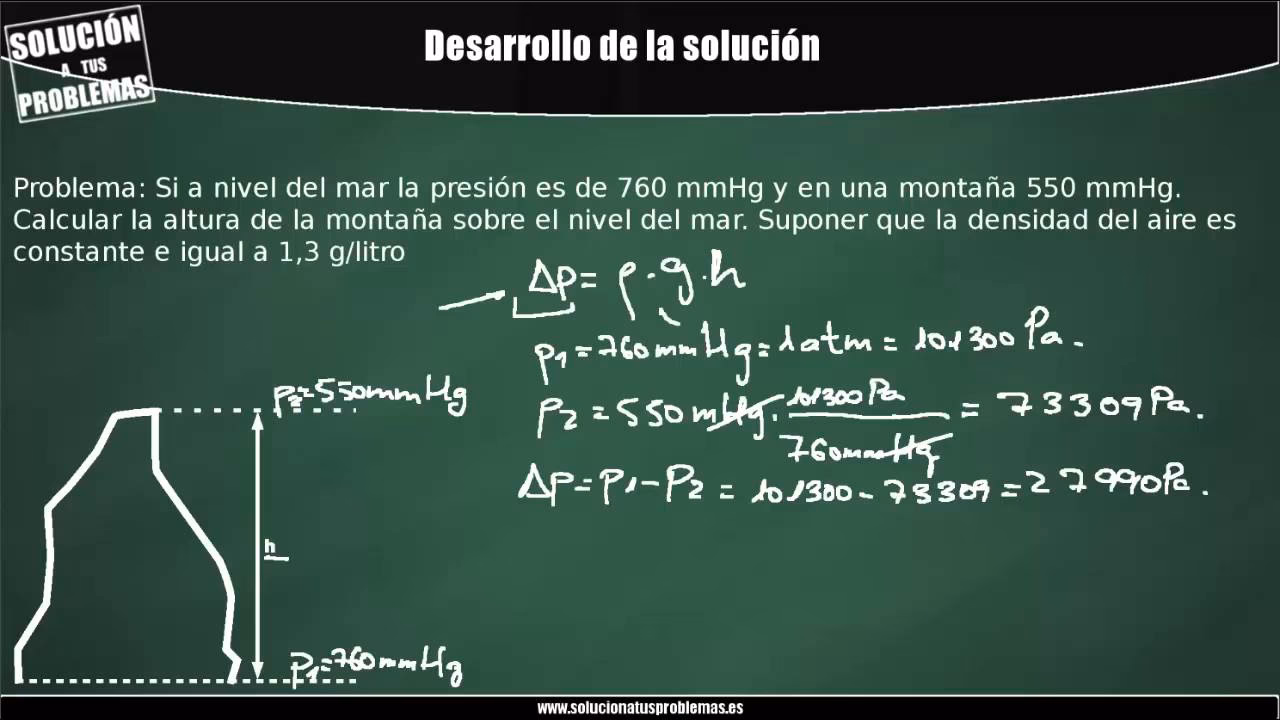 ¿Cuál es la presión atmosférica a 2000 metros de altura?