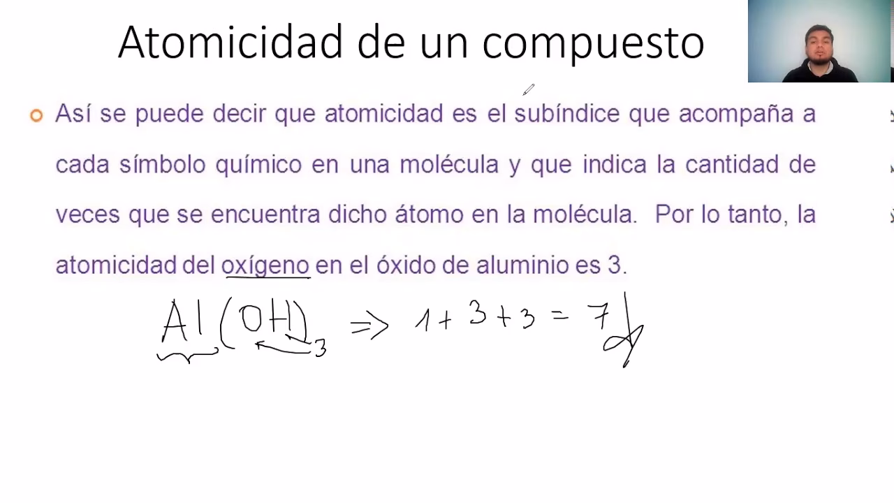 ¿Cómo se calcula la atomicidad de un compuesto?