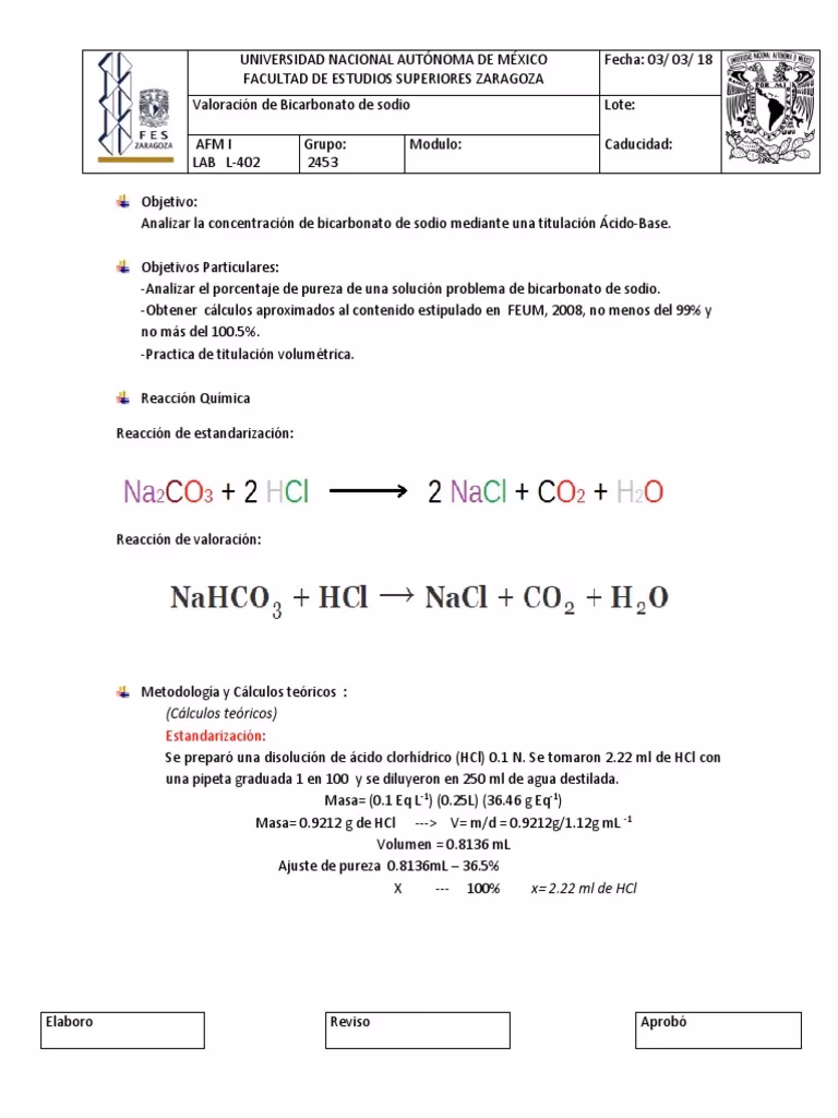 ¿Cómo sacar la fórmula del bicarbonato de sodio?