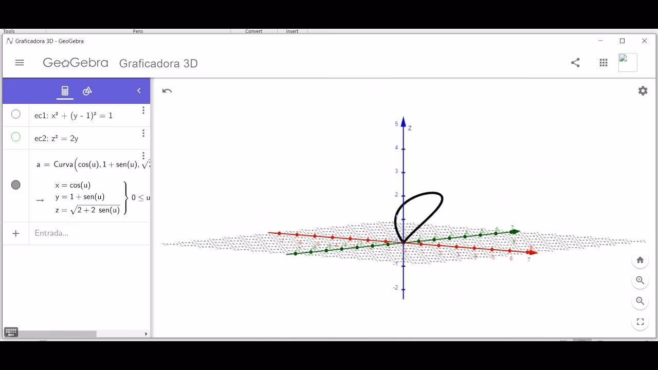 ¿Cómo puedo intersectar dos superficies en Geogebra?