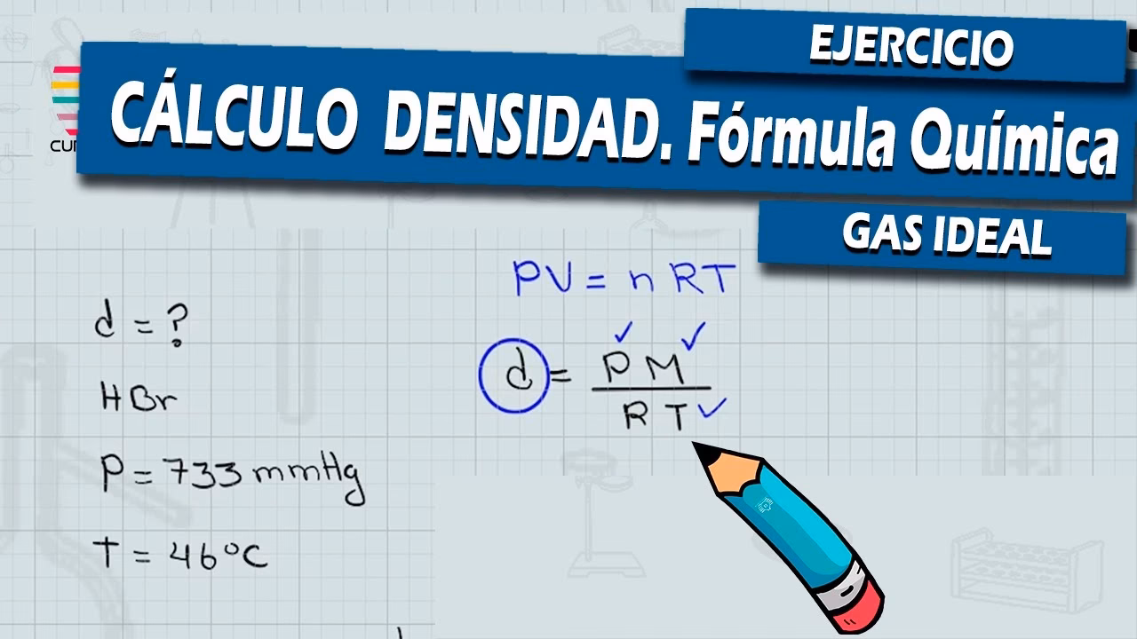 ¿Cuál es la fórmula para la densidad de un gas en kg m3?
