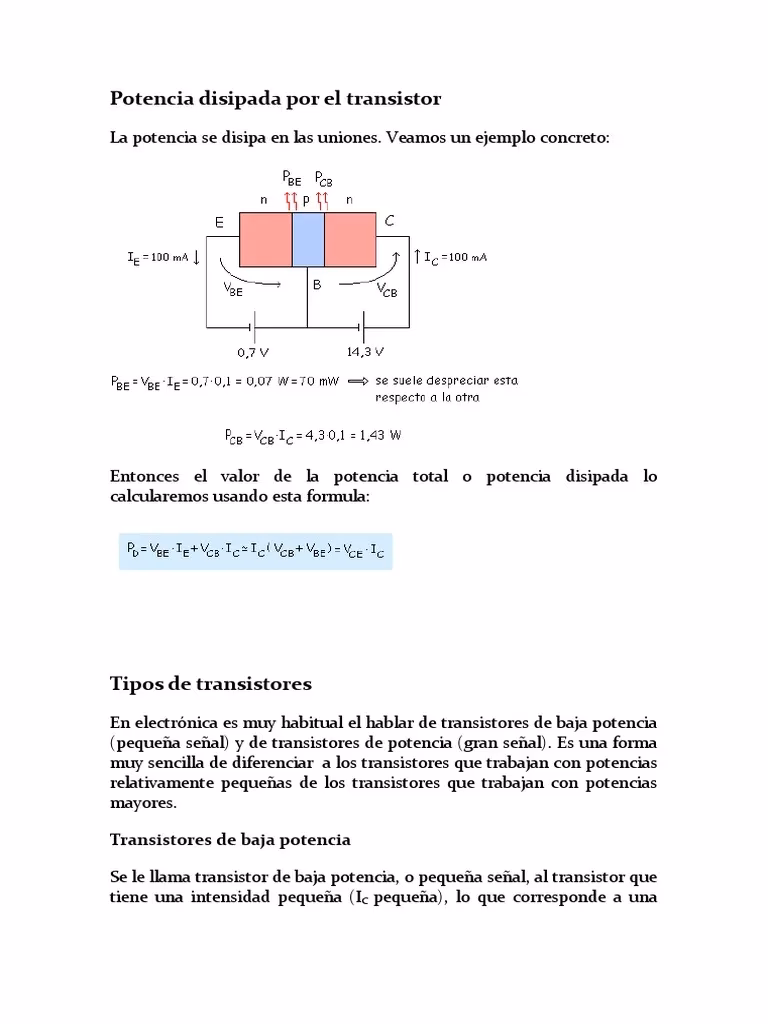 ¿Cómo calcular la potencia del transistor?