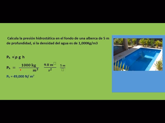 ¿Cuál es la presión normal del agua en una piscina?