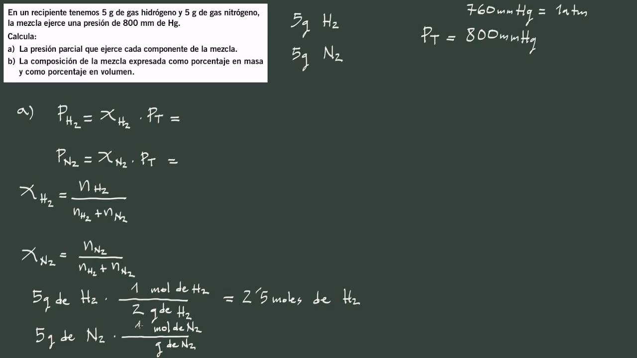 ¿Cómo calcular la presión parcial de un gas en una mezcla?