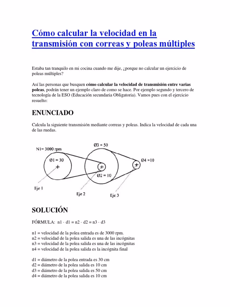 ¿Cómo determinar la velocidad de una polea?