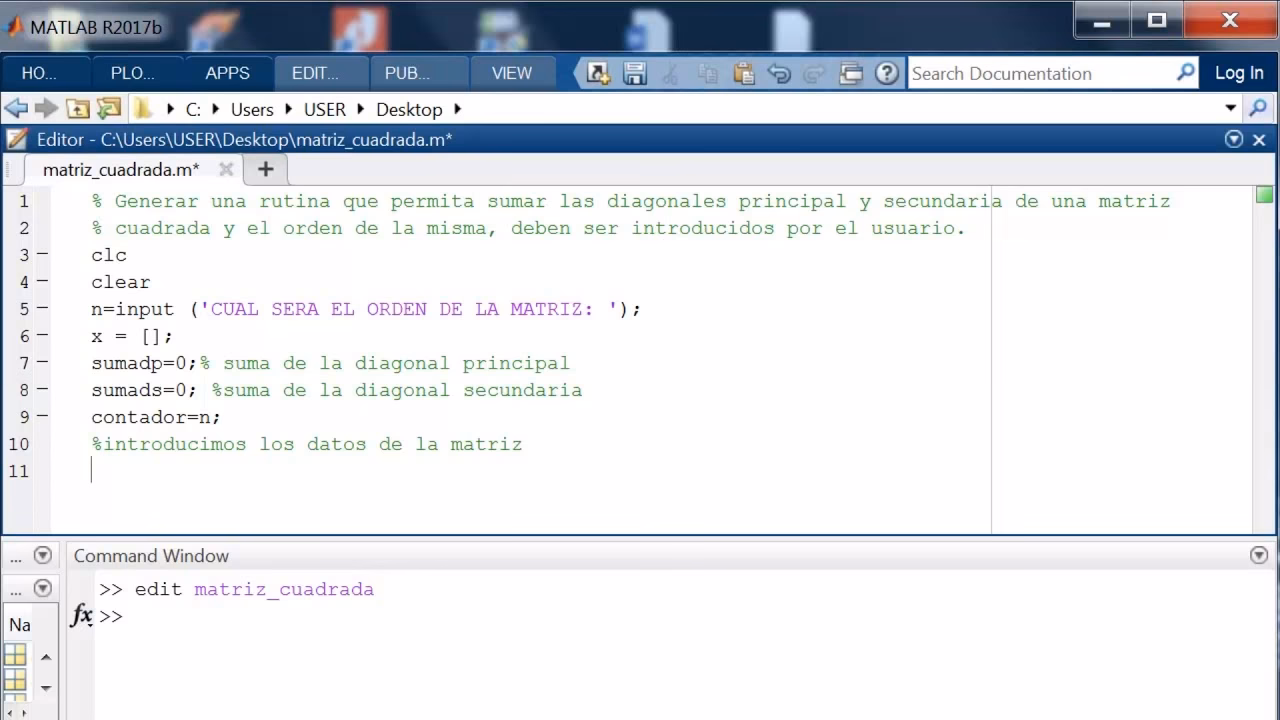 ¿Cómo sacar la diagonal de una matriz en Matlab?