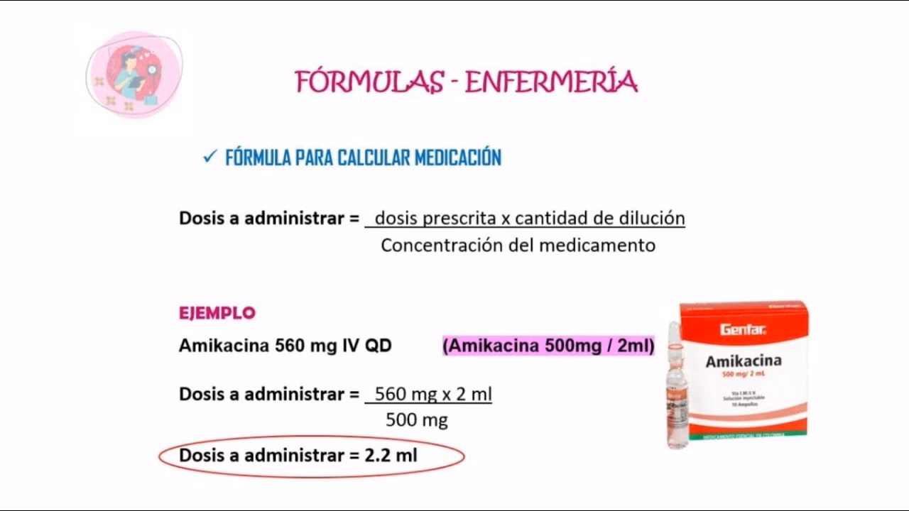 ¿Cuál es la fórmula para el cálculo de medicamentos para enfermeras?
