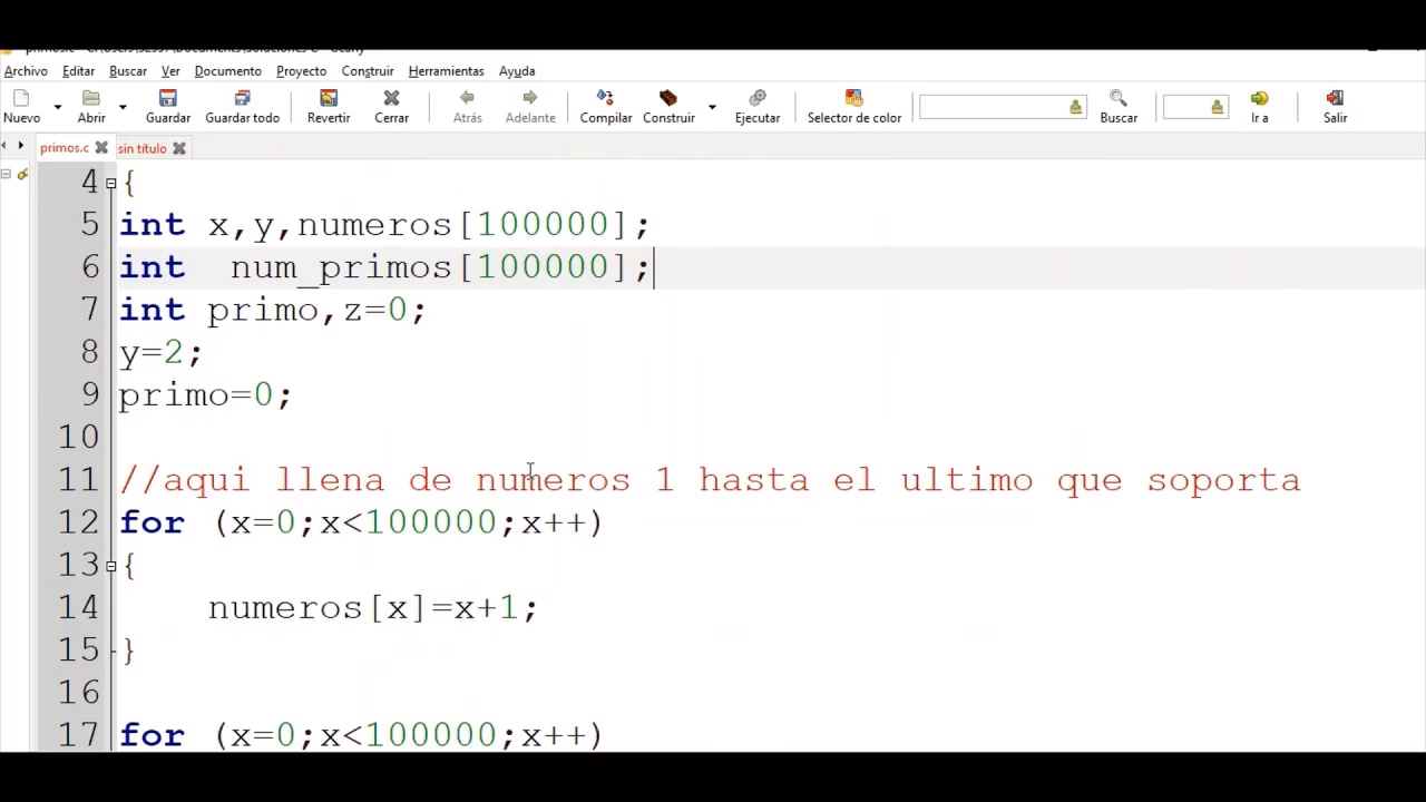 ¿Cómo puedo encontrar números primos en C?