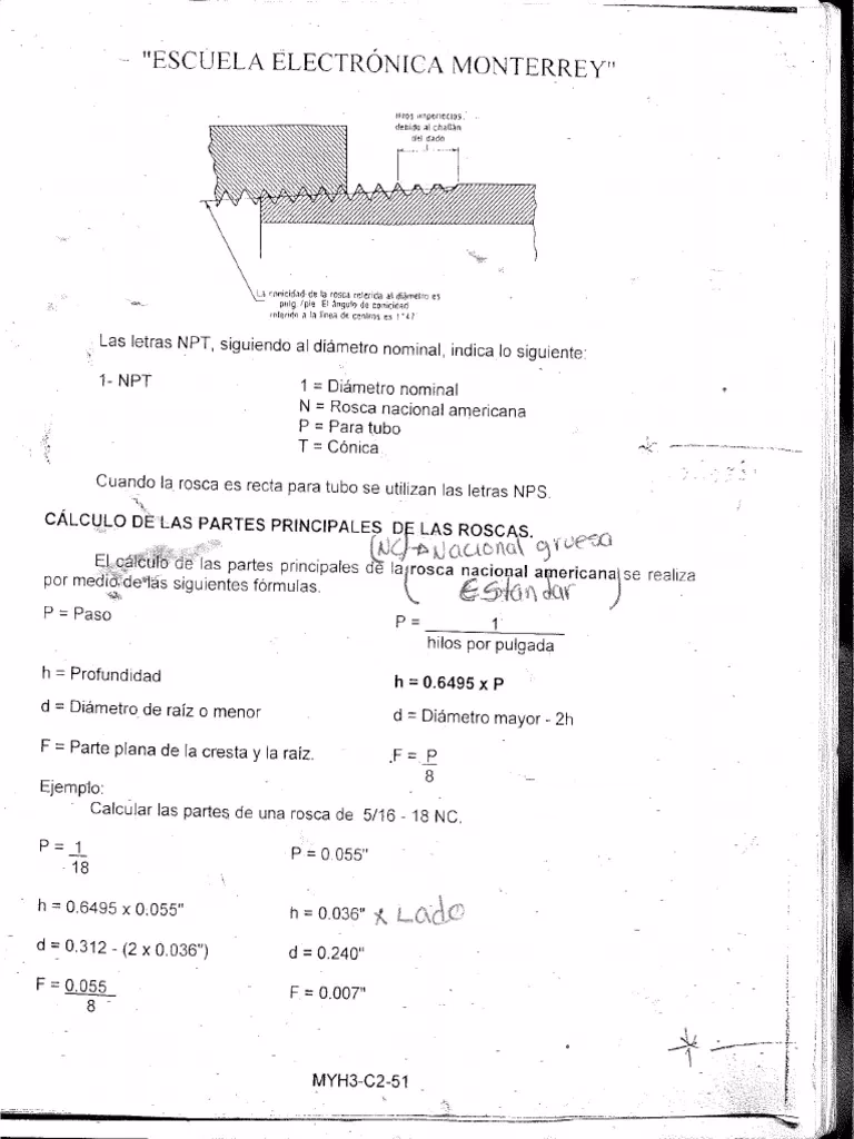 ¿Cómo calcular la profundidad de la rosca en el torno?