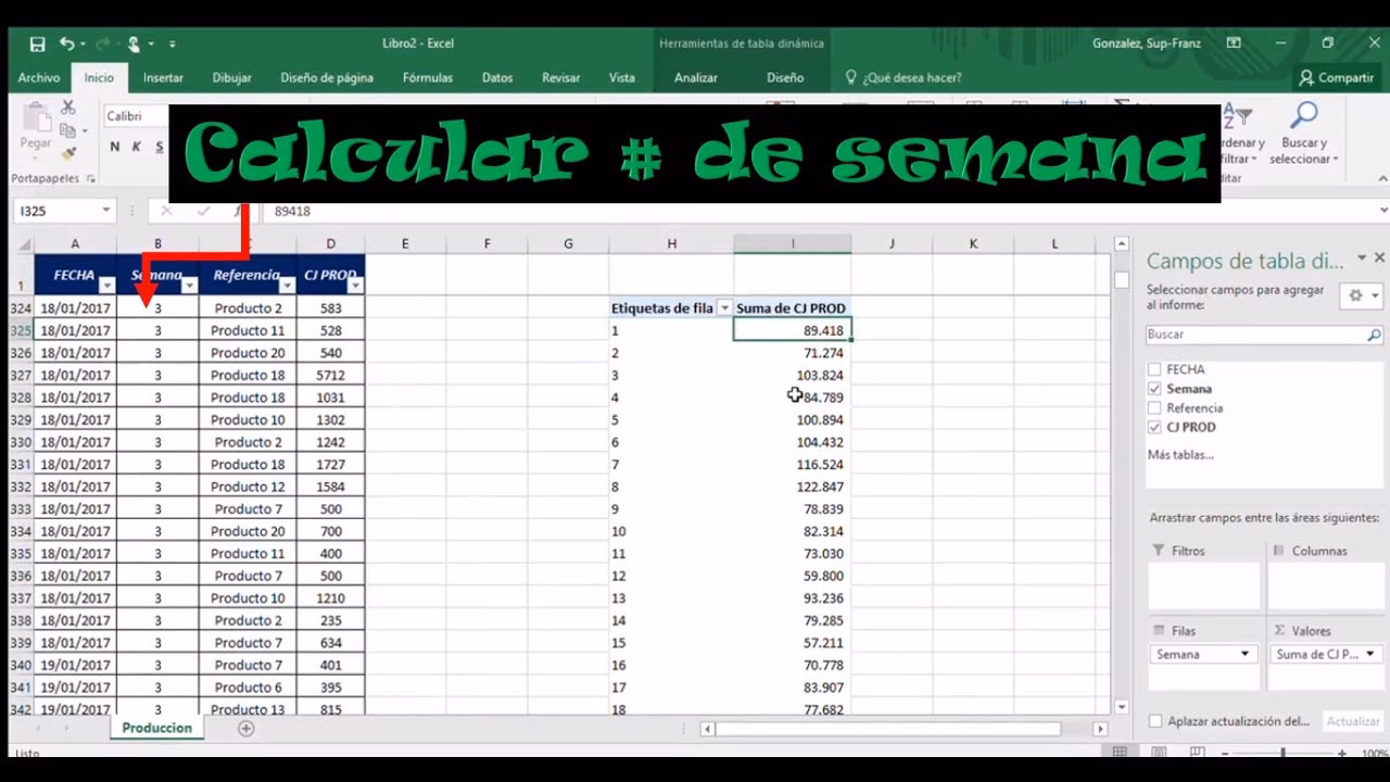 ¿Cómo colocar el número de semanas en Excel?