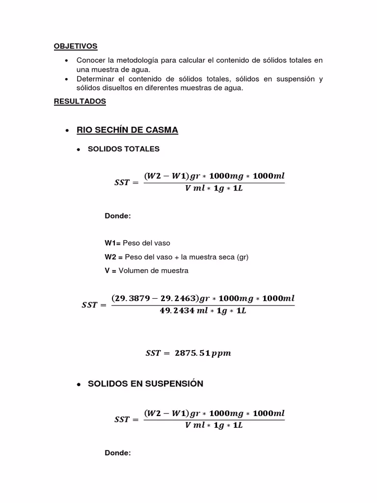 ¿Cómo se calculan los sólidos suspendidos?