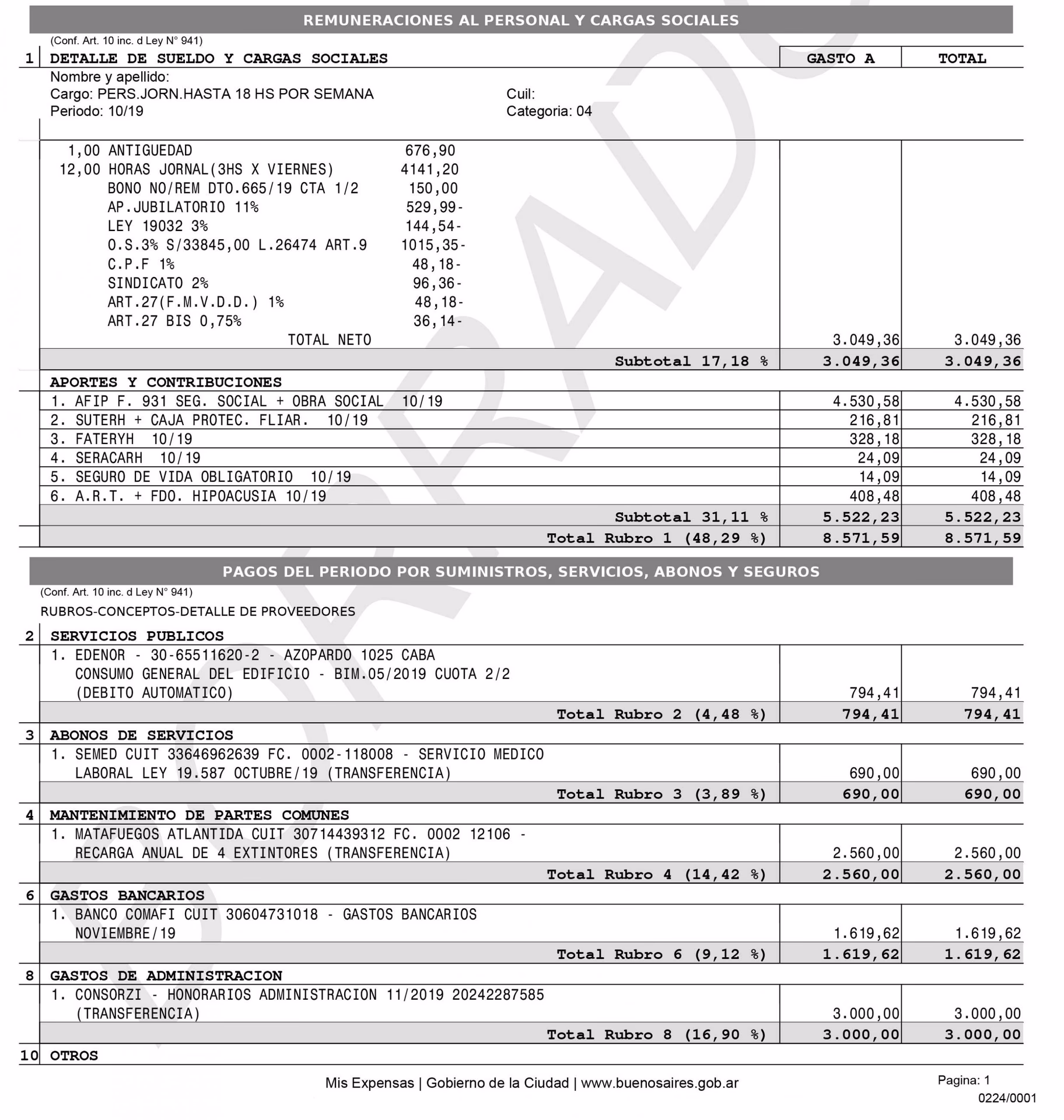 ¿Cuál es el salario de un encargado de edificio?