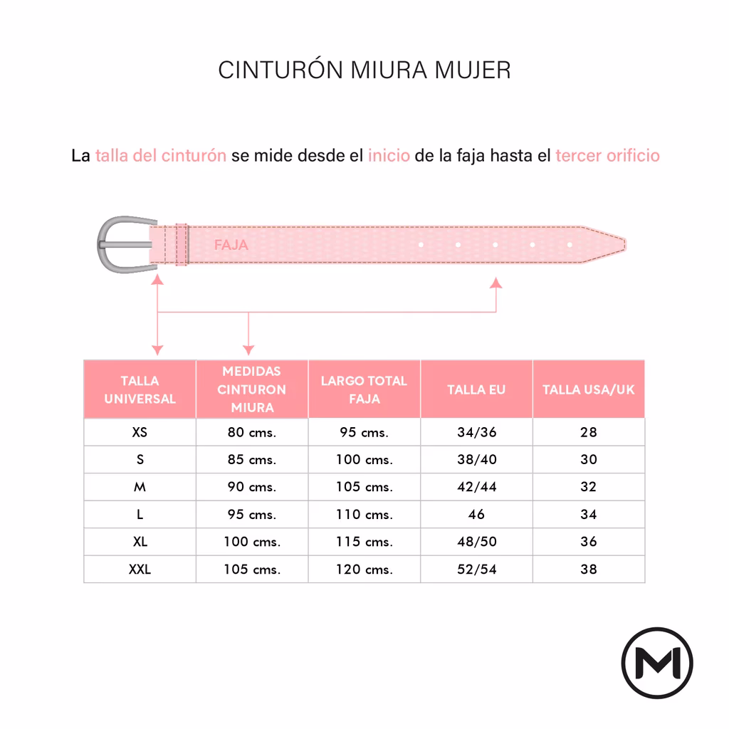 ¿Qué talla es 32 en cinturones?