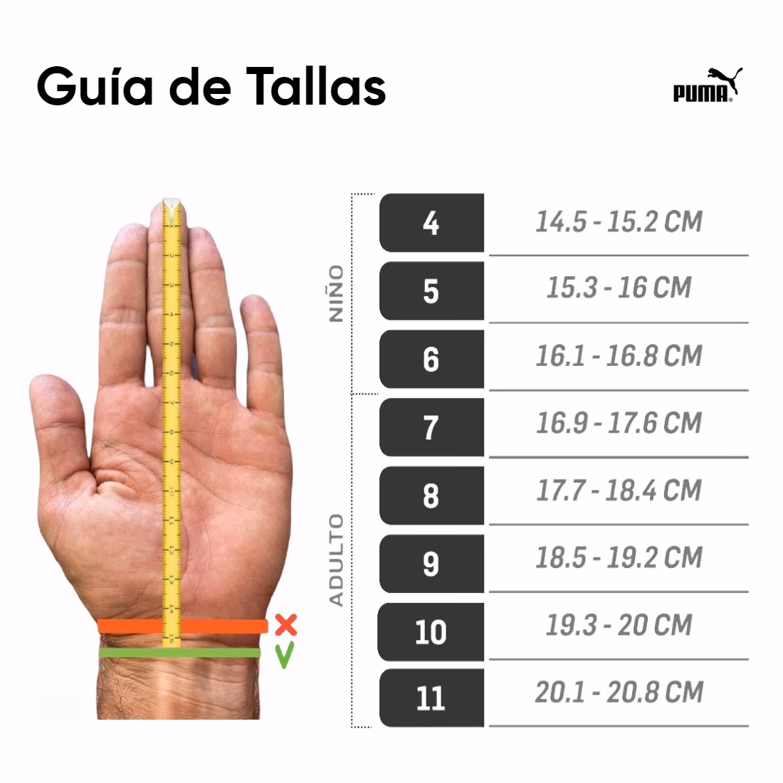 ¿Qué talla es 7 en guantes?