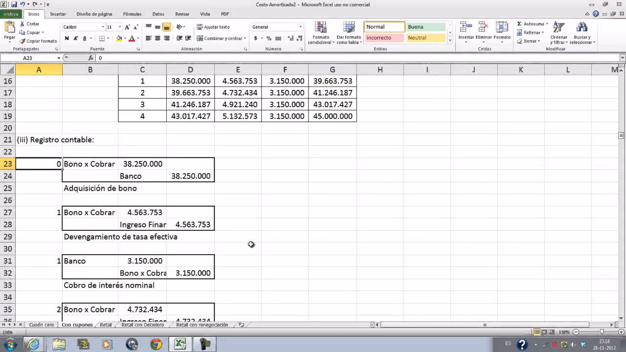 ¿Cómo calcular el costo amortizado de un bono?