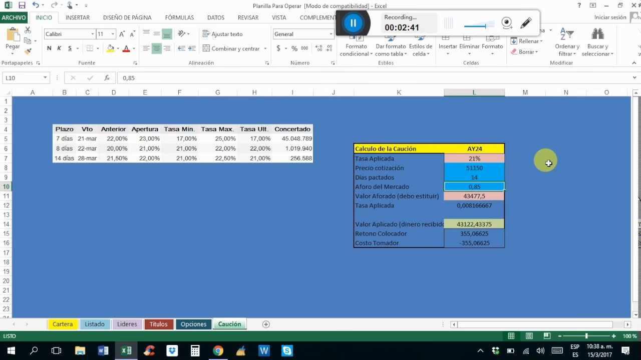 ¿Qué es el monto de la caución?