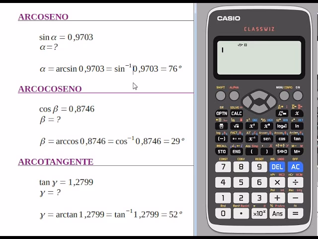 ¿Cómo poner el arcoseno en la calculadora?