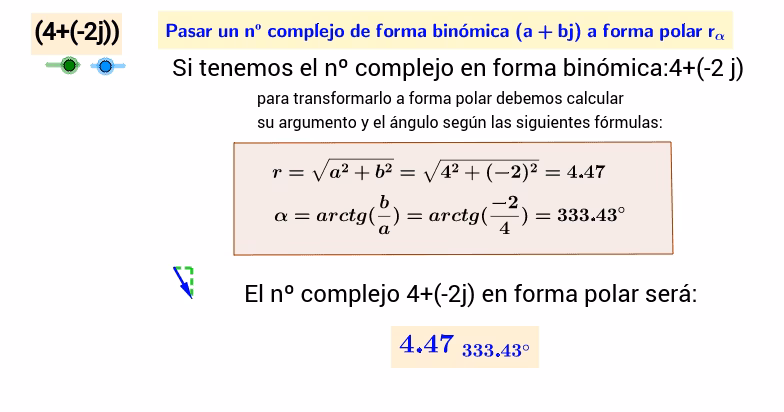 ¿Cómo se pasa de forma polar a binómica?