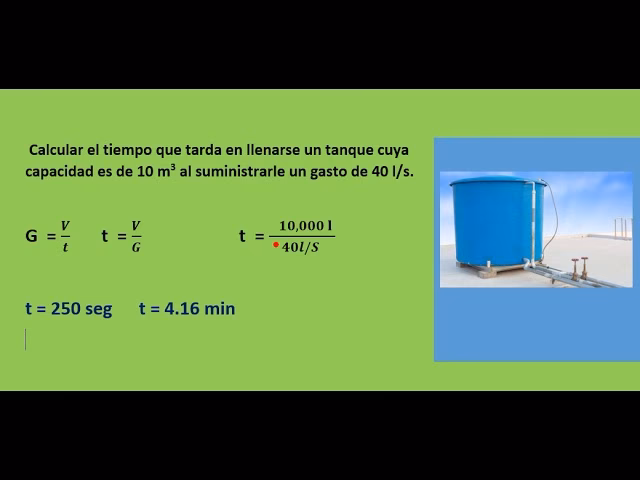 ¿Cómo se calcula el tiempo de llenado de un tanque?