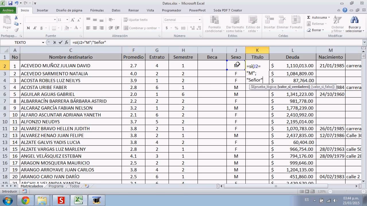 ¿Cómo saber si un nombre pertenece a un hombre o mujer en Excel?