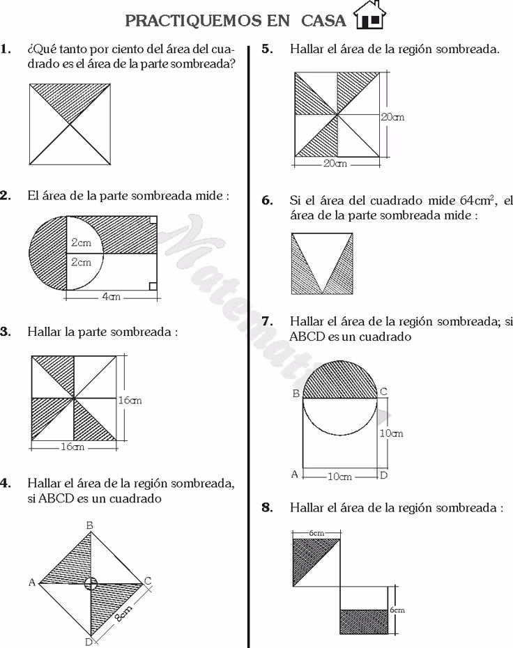 ¿Cuál es la fórmula para encontrar el área sombreada?