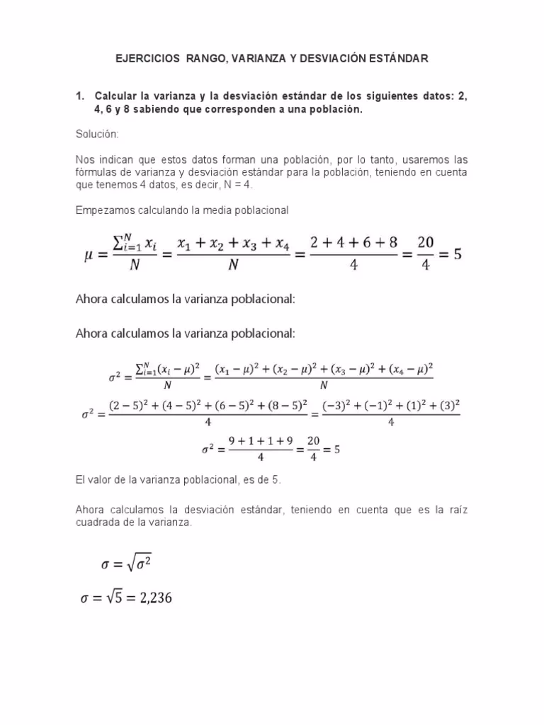¿Cómo calcular la varianza y desviación estándar?