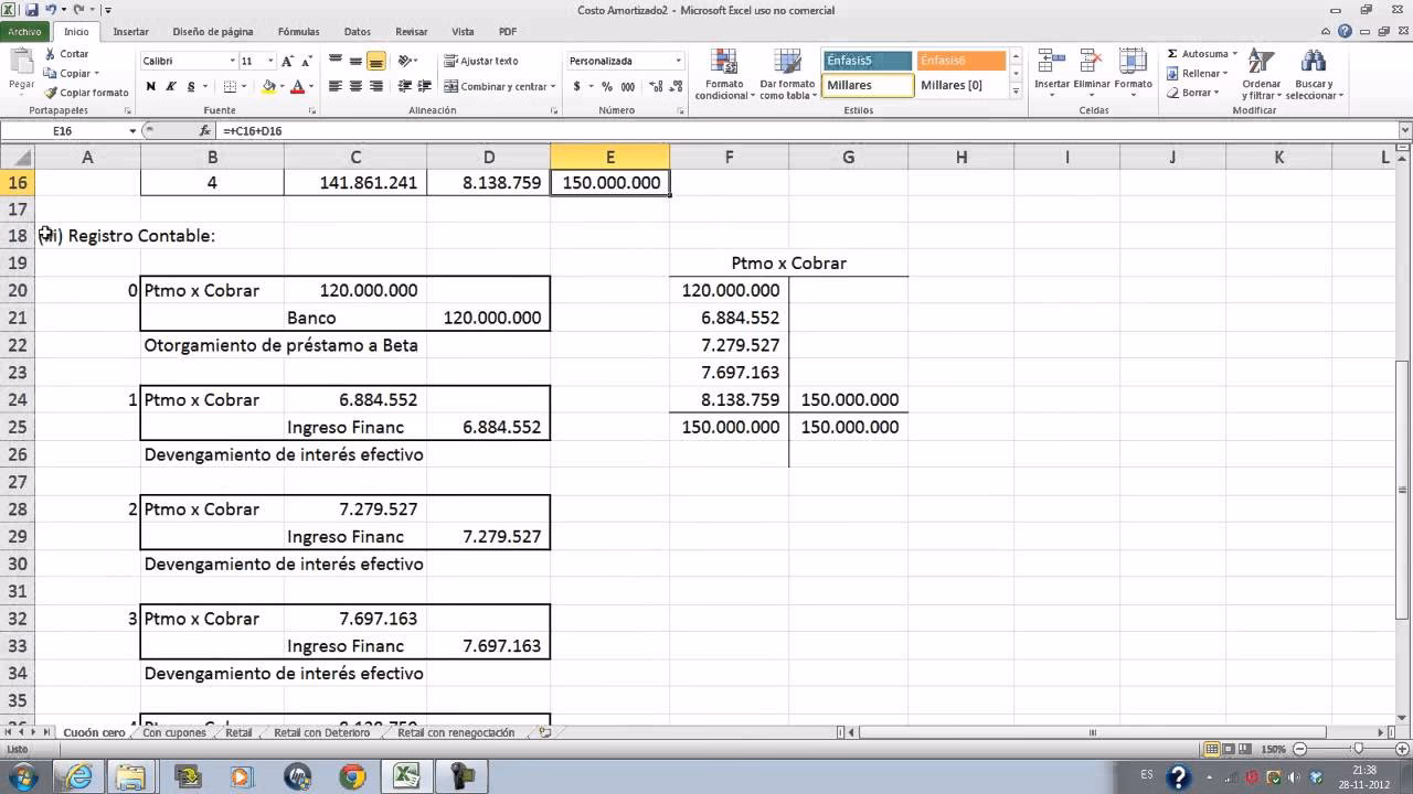 ¿Cómo se calcula el costo amortizado?